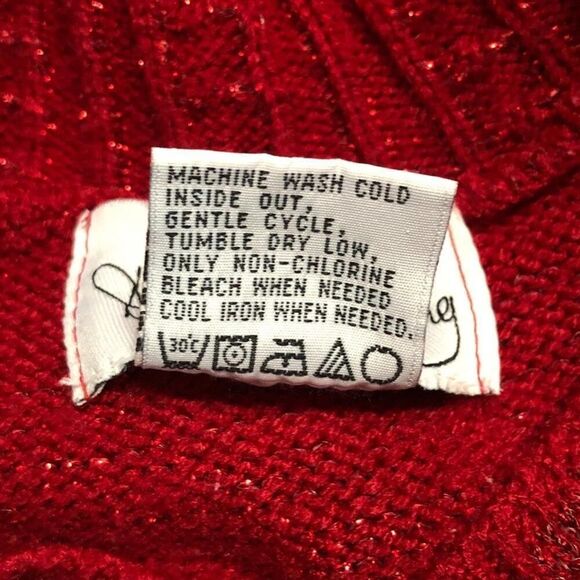 Diane Von Furstenberg Sweater Large Red Shimmery Long Sleeve V-Neck Vintage - Picture 5 of 6